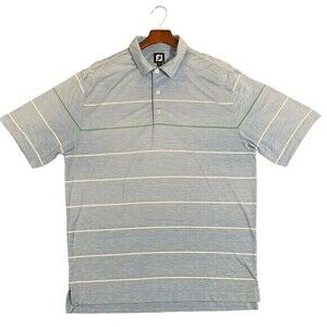 FootJoy FJ Light Blue White Striped Polo Casual Golf Shirt Size XL‎